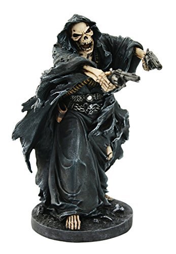 Pacific Giftware Grim Reaper Assassin with Guns Revolvers Skeleton Death Fantasy Horror Collectible Figurine 9.5 Inch Tall