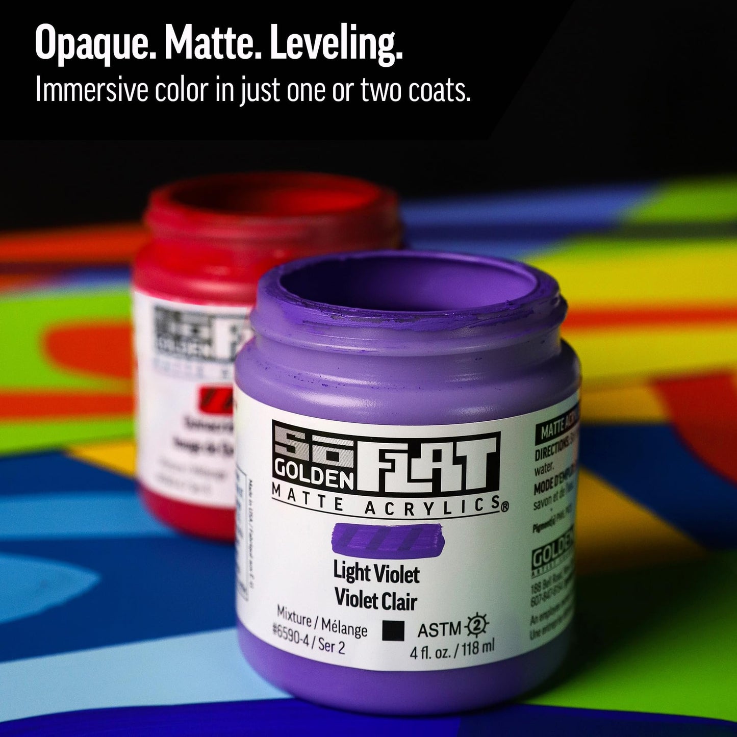 SoFlat Matte Acrylics by GOLDEN, Titan Violet Pale, 2 fl. oz. Jar, Professional Acrylic Paint, Semi-Opaque