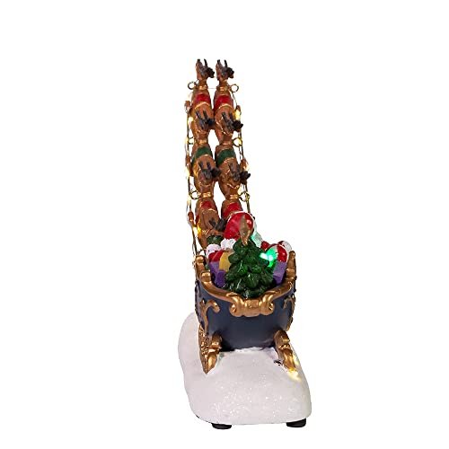 Kurt S. Adler Kurt Adler 7-Inch Battery-Operated LED Santa with Sleigh Table Piece, Multi