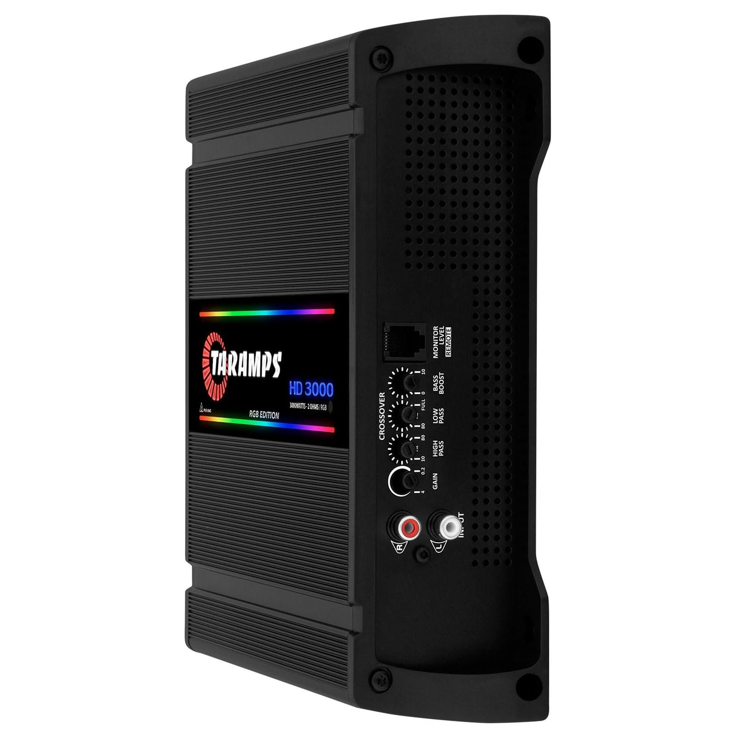 Taramps HD 3000 2 Ohms Black RGB 1 Channel Amplifier 3000 Watts RMS Digital, 108 RGB Effects, Crossover, Low/High Pass, Bass Boost, Car Audio System, Monoblock Full Range, LED Monitor Indicator, HD 3k