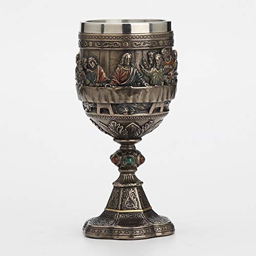 Veronese Design 6 3/4 Inch Last Supper Jesus Chalice Cold Cast Resin Antique Bronze Finish Statue Home Decor