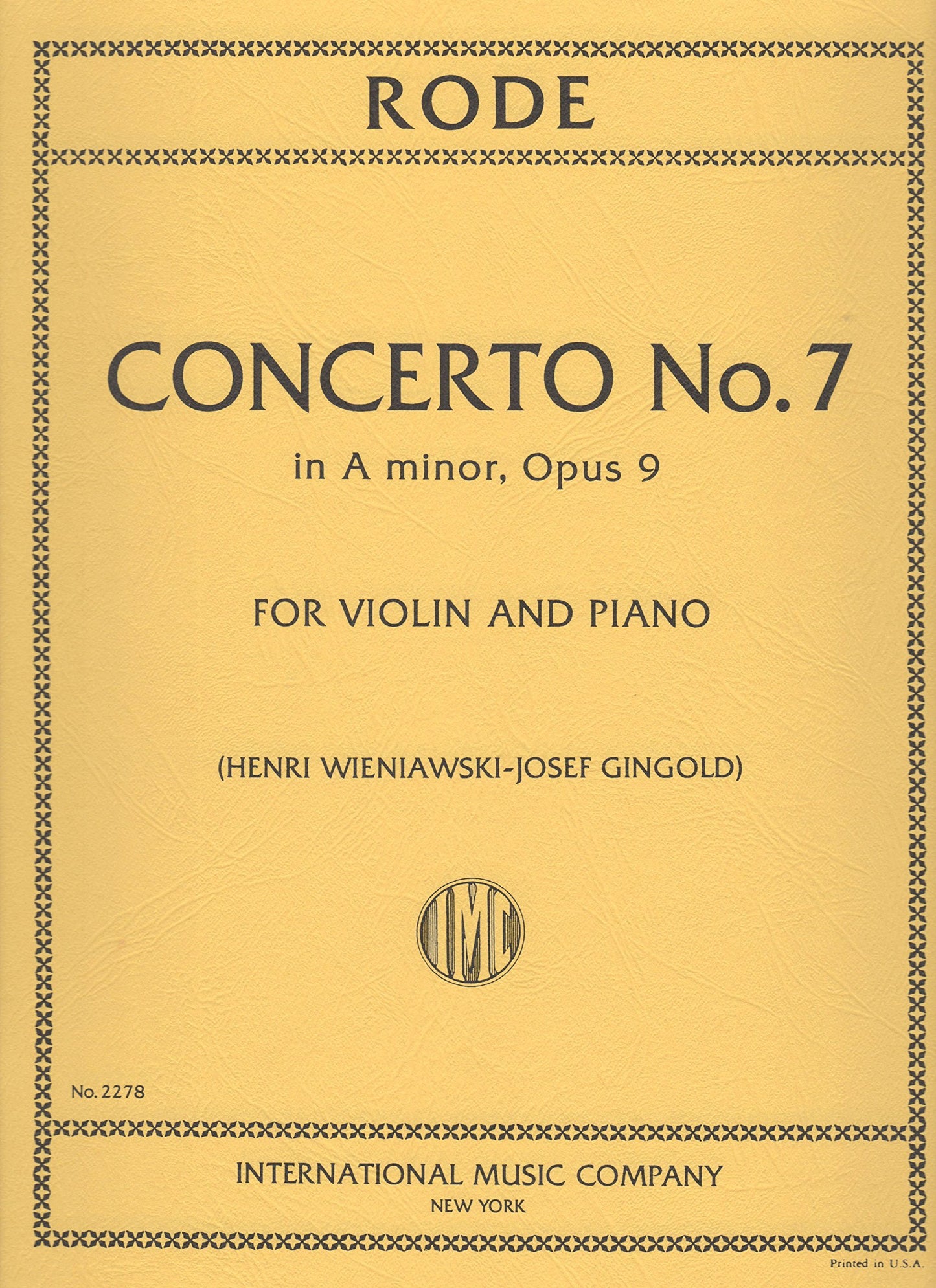 Rode: Concerto No. 7 in A Minor, Op.9 - Violin and Piano (International 2278)
