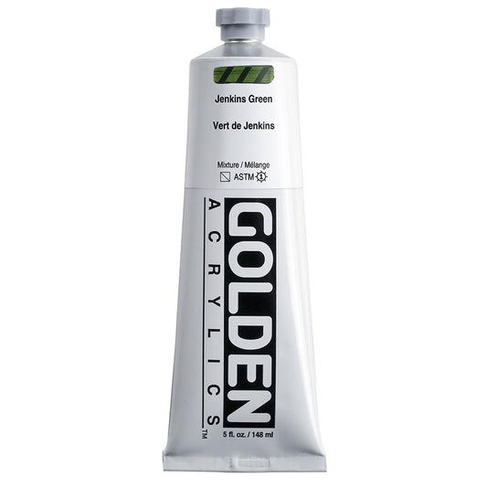 Heavy Body Acrylics by GOLDEN, Jenkins Green, 5 fl. oz. Tube, Professional Acrylic Paint, Semi-Transparent