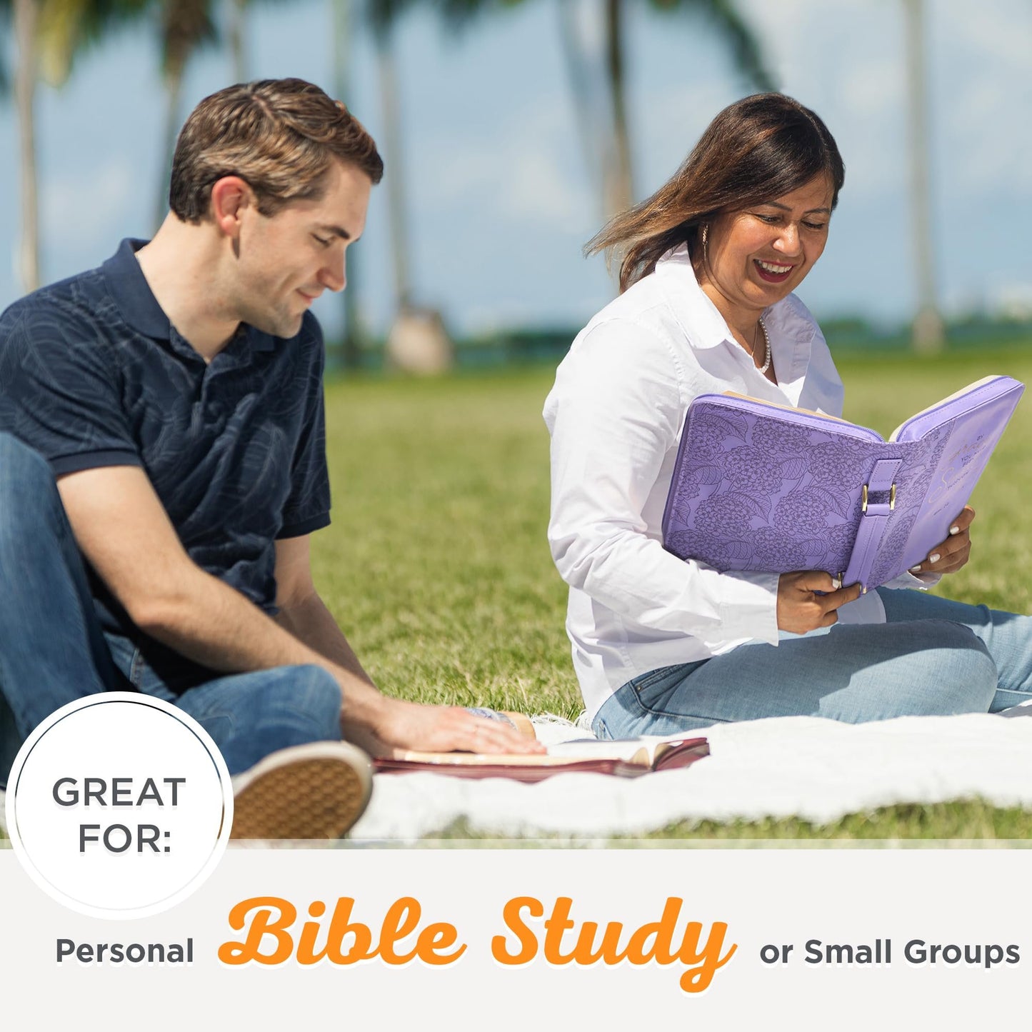 Christian Art Gifts Faux Leather Fashion Bible Cover for Women: by Grace You Have Been Saved - Ephesians 2:8 Inspirational Bible Verse, Hydrangea Lavender-Purple, Large