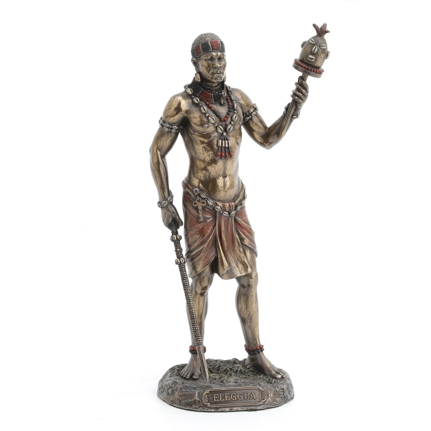 Veronese Design 8 7/8 Inch Ellugua God of Travelers African Orisha Resin Statue Bronze Finish
