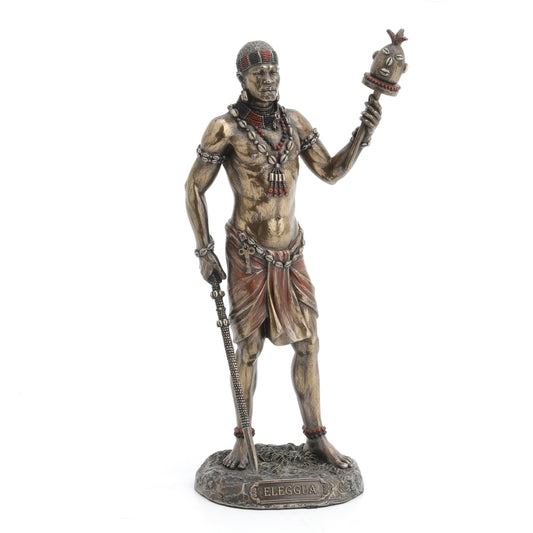 Veronese Design 8 7/8 Inch Ellugua God of Travelers African Orisha Resin Statue Bronze Finish