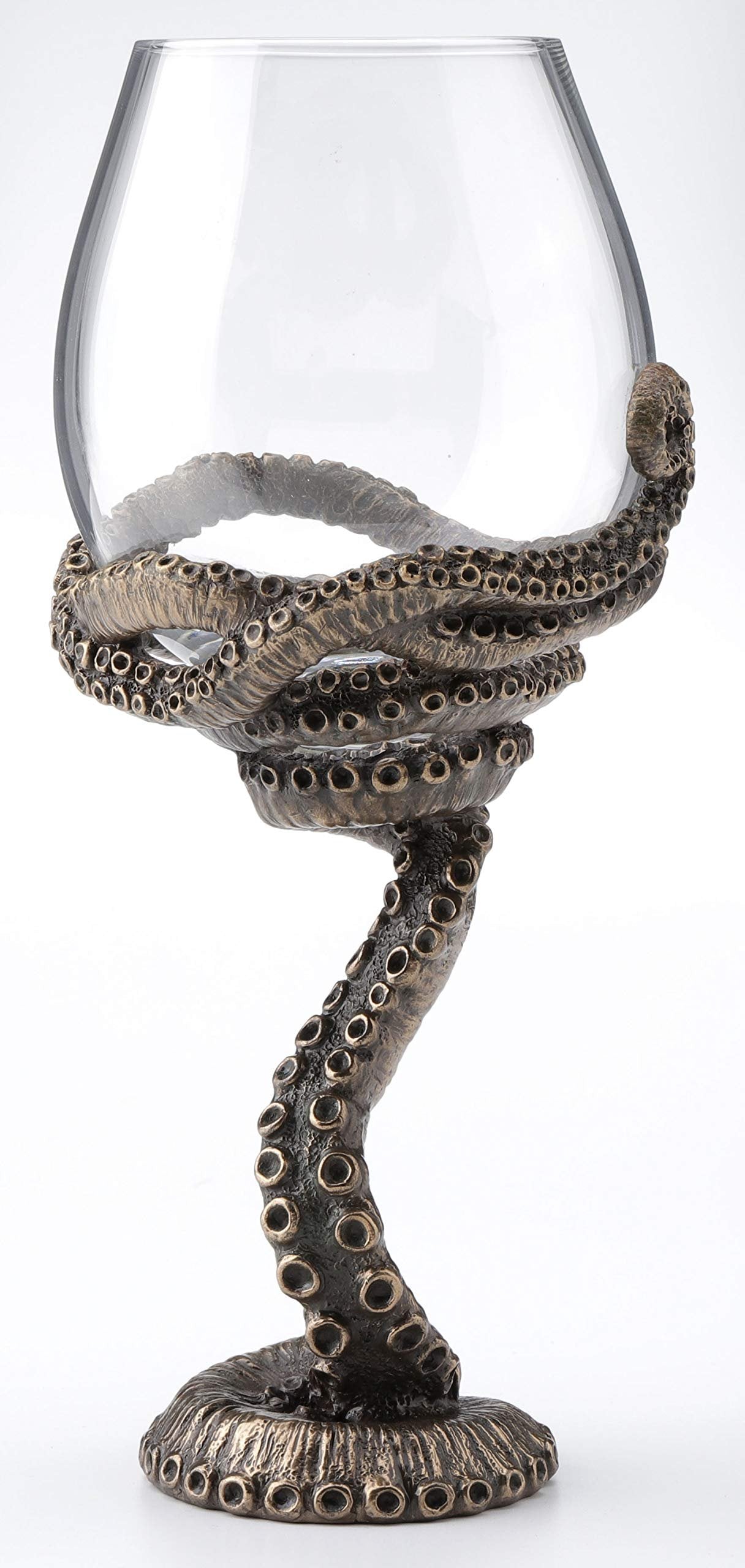 Veronese Design 9.75 Inch Steampunk Octopus Tentacle Occult Wine Glass Antique Bronze Finish