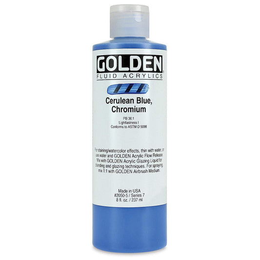 Golden Fluid Acrylics - Cerulean Blue Chromium 8 oz bottle
