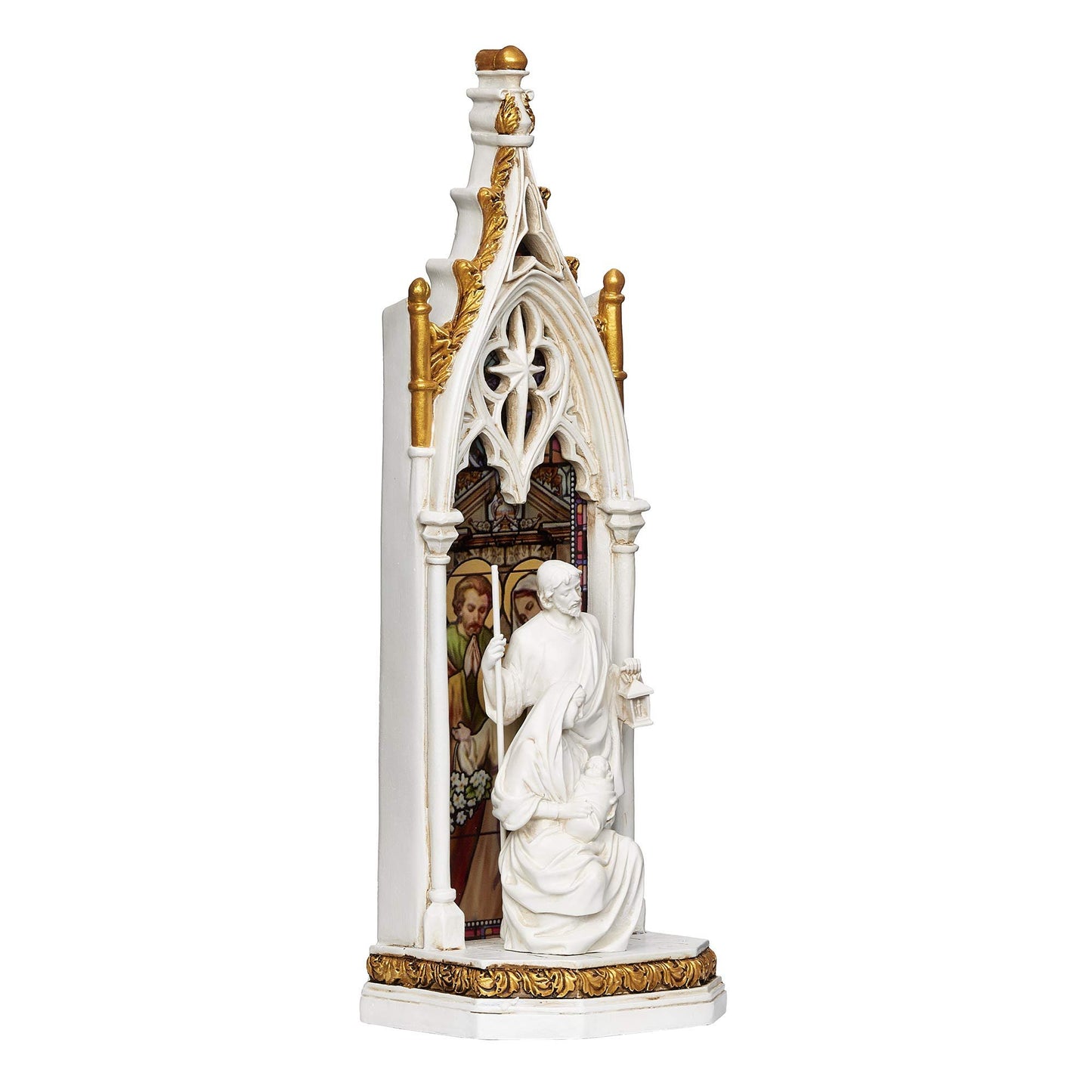 Joseph's Studio by Roman - Holy Family Window LED Figure, Renaissance Collection, 11.75" H, Resin and Stone, Religious Gift, Decoration, Battery Operated