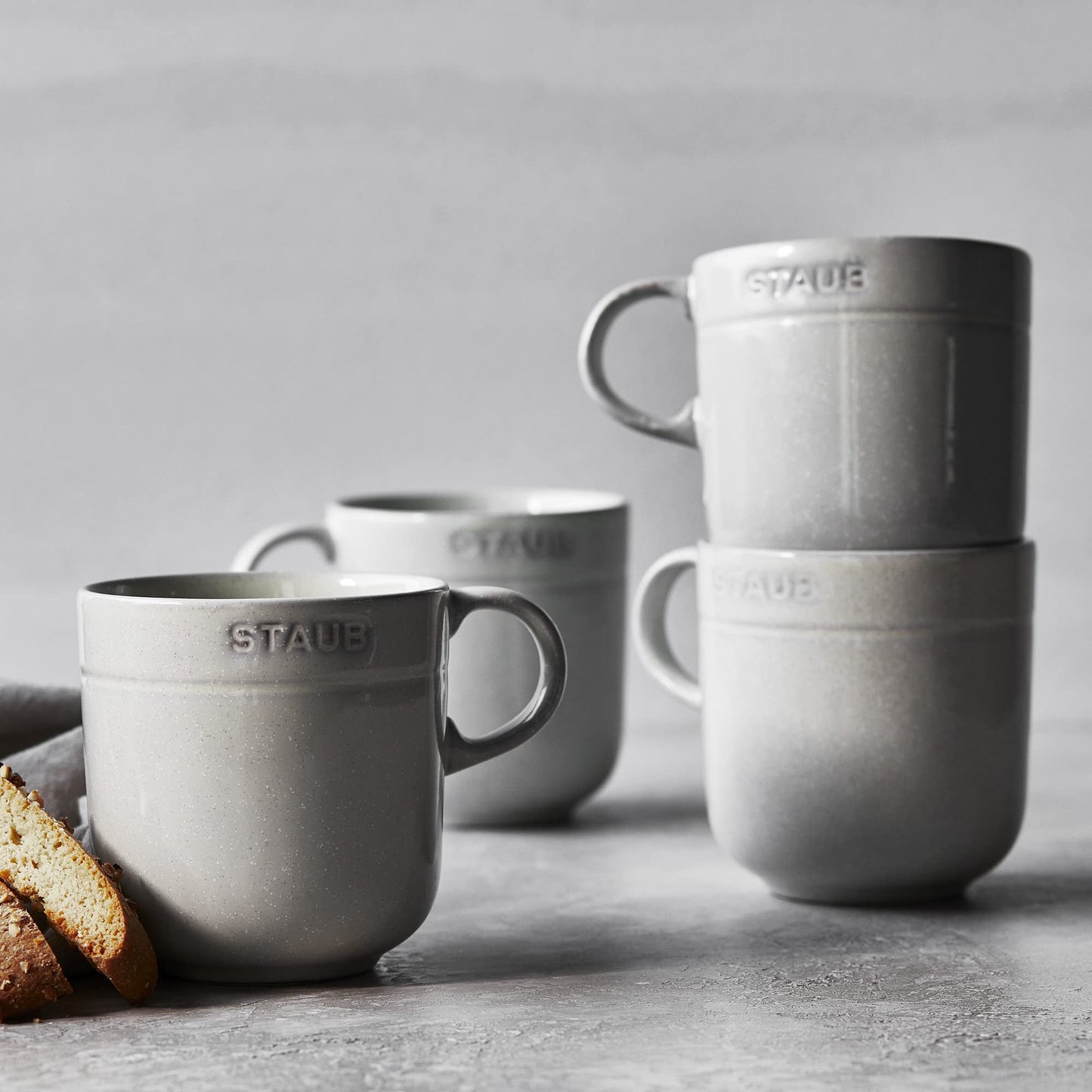 STAUB Ceramic Dinnerware 4-pc 16 oz. Mug Set - White Truffle