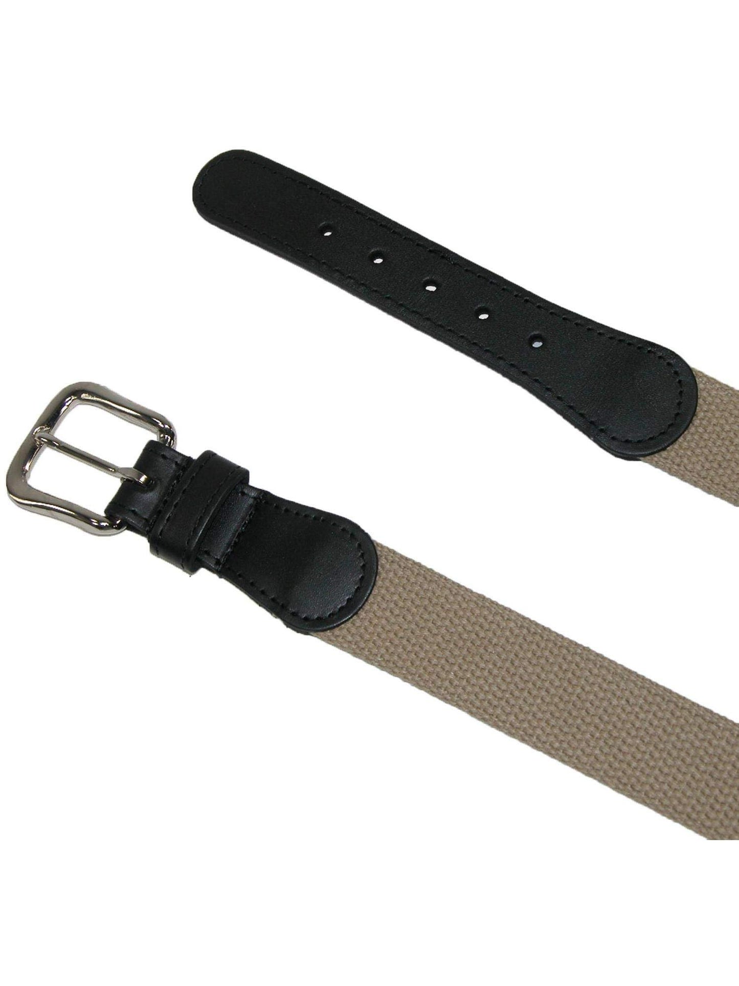 Boston Leather Men's Cotton Web Belt with Leather Tabs, 40, Black