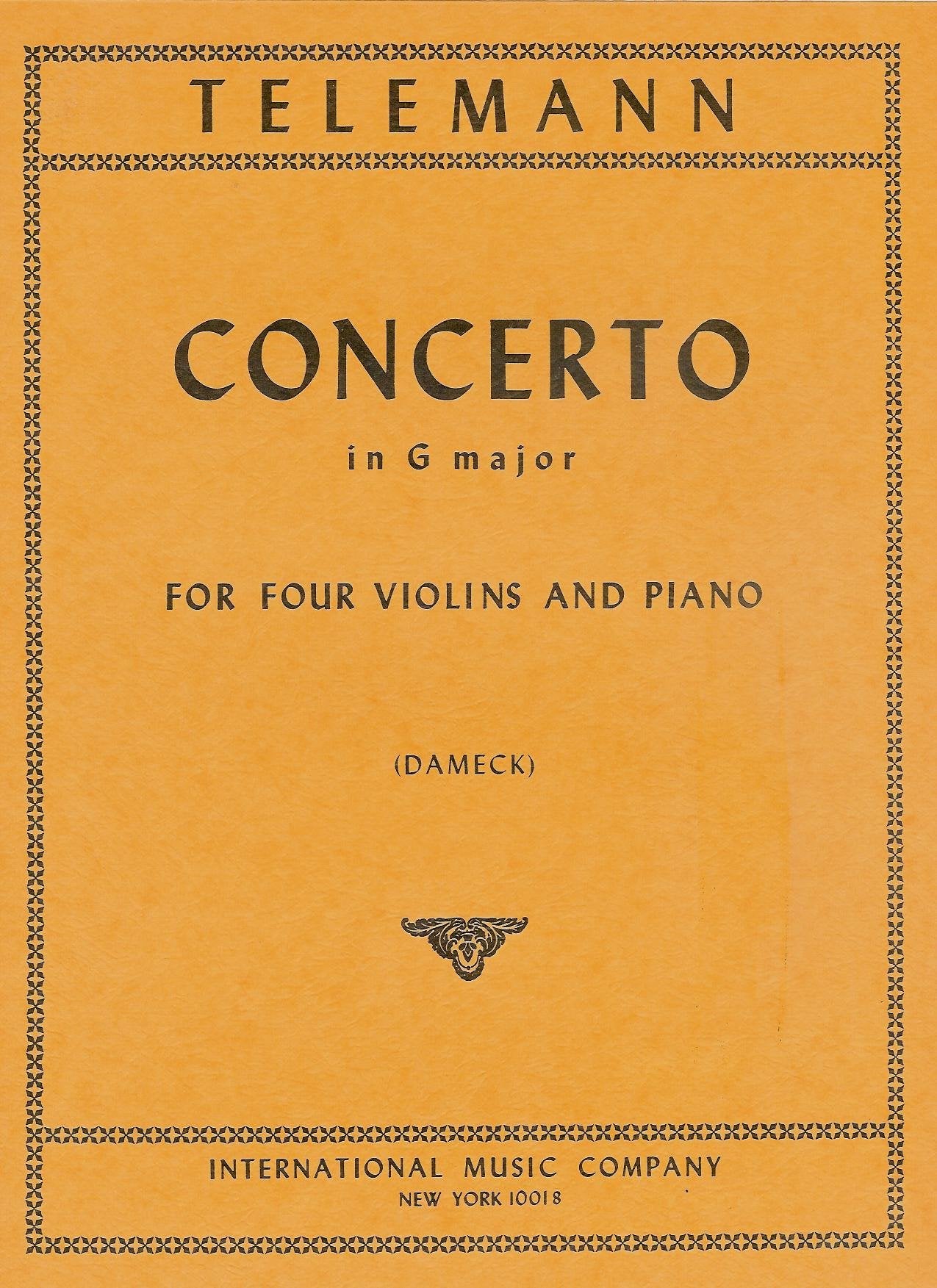 Telemann Concerto in G Major for Four Violins and Piano (#578)