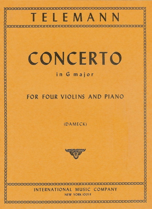 Telemann Concerto in G Major for Four Violins and Piano (#578)