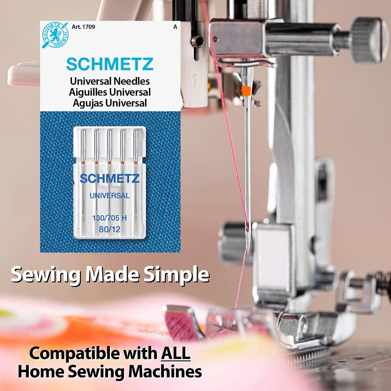 SCHMETZ Universal Sewing Machine Needles - Heavy Duty Multi Purpose Sewing Kit Supplies, Size 80/12