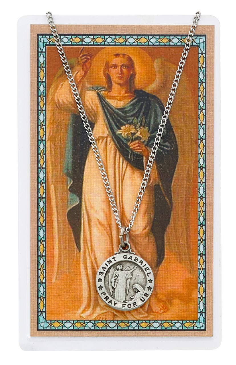 St Gabriel Prayer Card With Medal Pendant Charm Patron Saint Catholic Christian