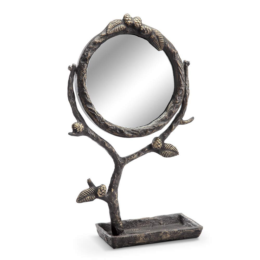 Pinecone and Branch Vanity Mirror & Jewelry Holder