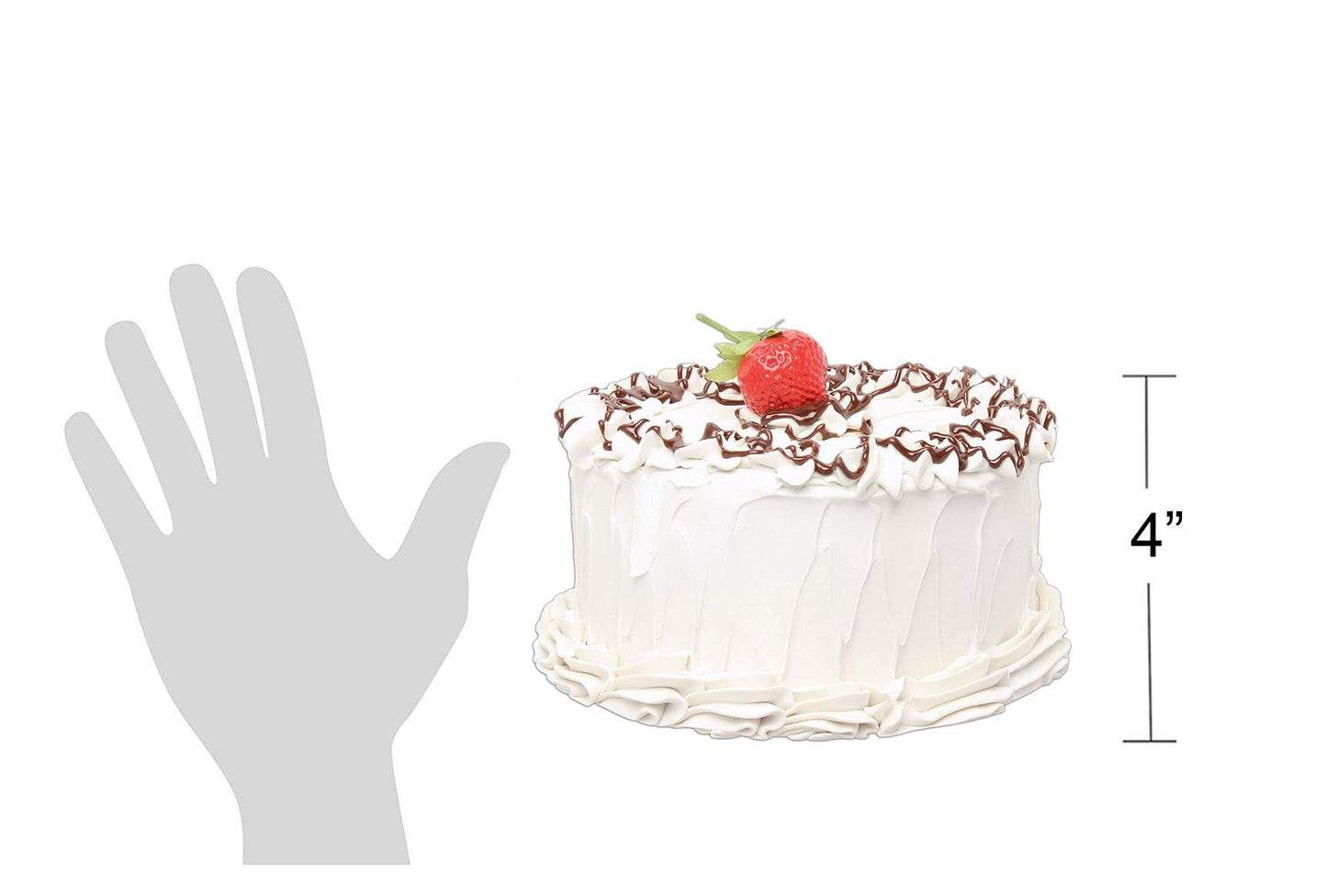 Just Dough It 7" Realistic Vanilla Frosted Cake with Chocolate Drizzle and Strawberry Replica Prop