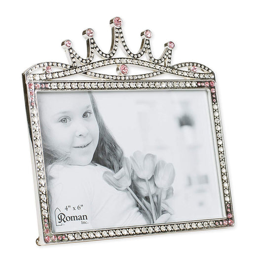 Roman Giftware Inc., Caroline Collection, New Baby, 6" H Princess Crown Frame,Religious, Inspirational, Durable (6x1x5)