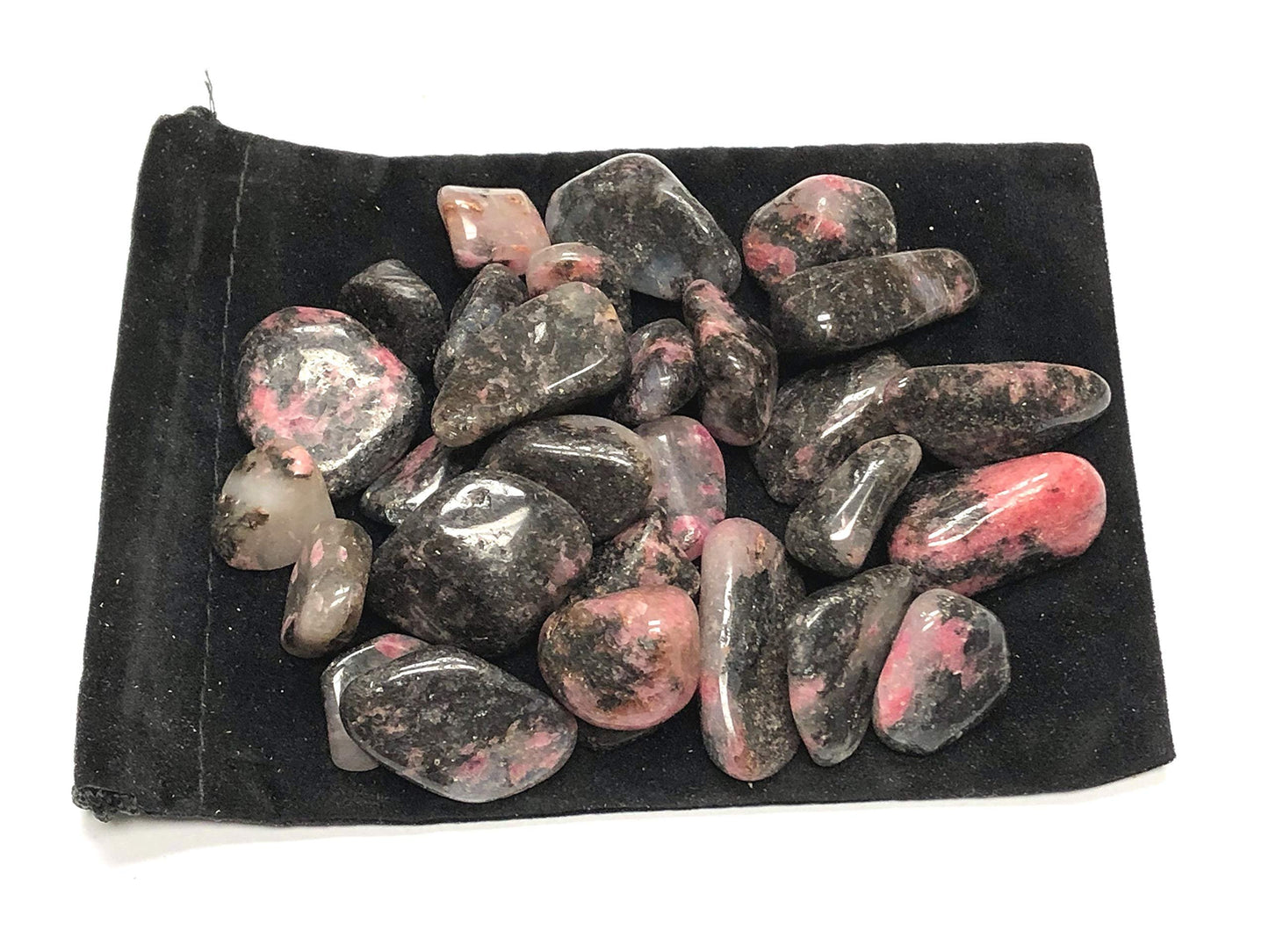 Zentron Crystal Collection: Natural Tumbled Rhodonite with Velvet Bag (1 Pound)