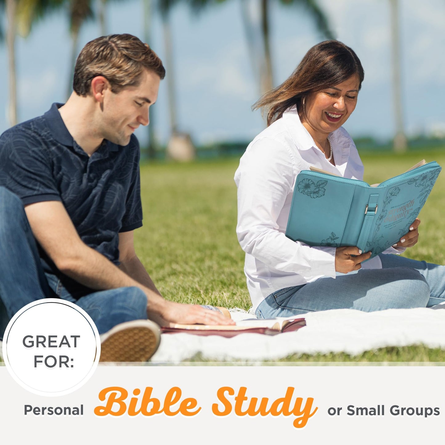 Teal Floral Fashion Bible Cover for Women She is Clothed Strength Dignity Proverbs 31 Woman Bible Case Book Cover, Faux Leather