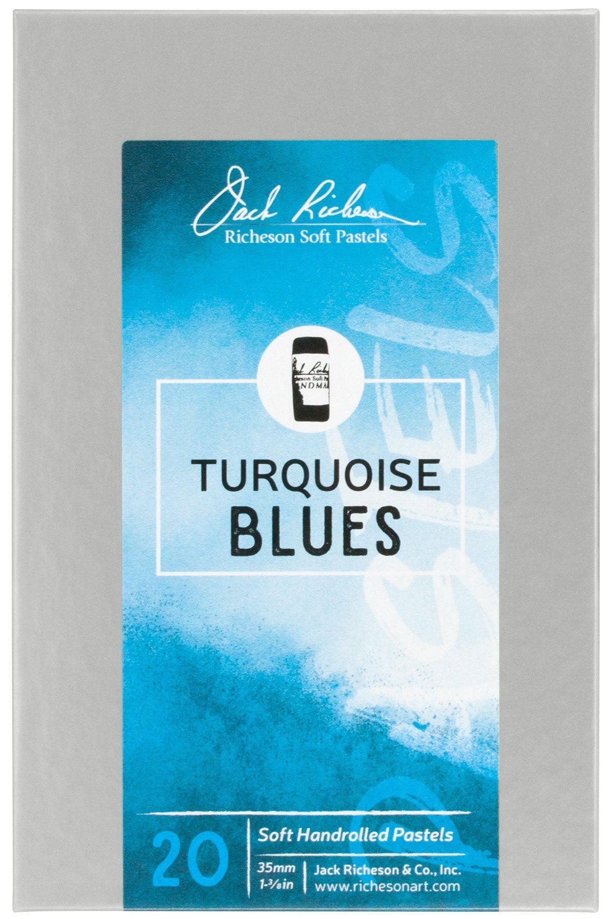 Jack Richeson 422969 Hand Rolled Soft Pastels Set (20 Piece), Turquoise Blue