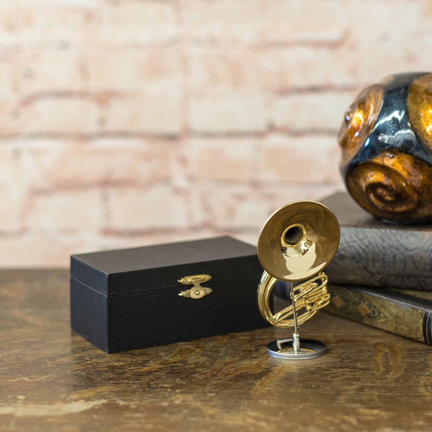 Broadway Gift Co. Sousaphone Miniature Replica Brass Tone 2 x 4.5 Resin Stone Tabletop Figurine