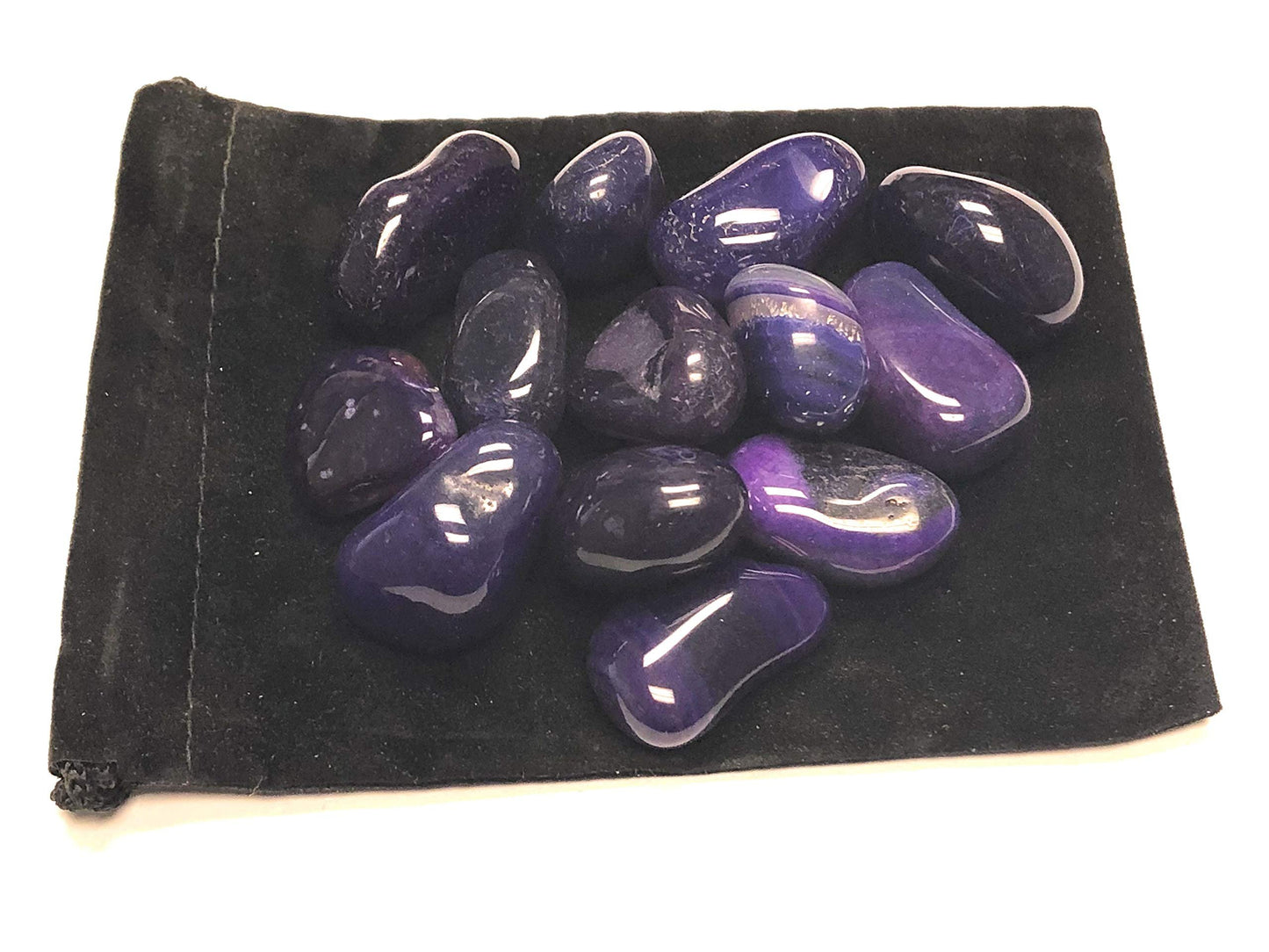 Zentron Crystal Collection: Tumbled Dyed Agate - Large 1" Pieces with Velvet Bag