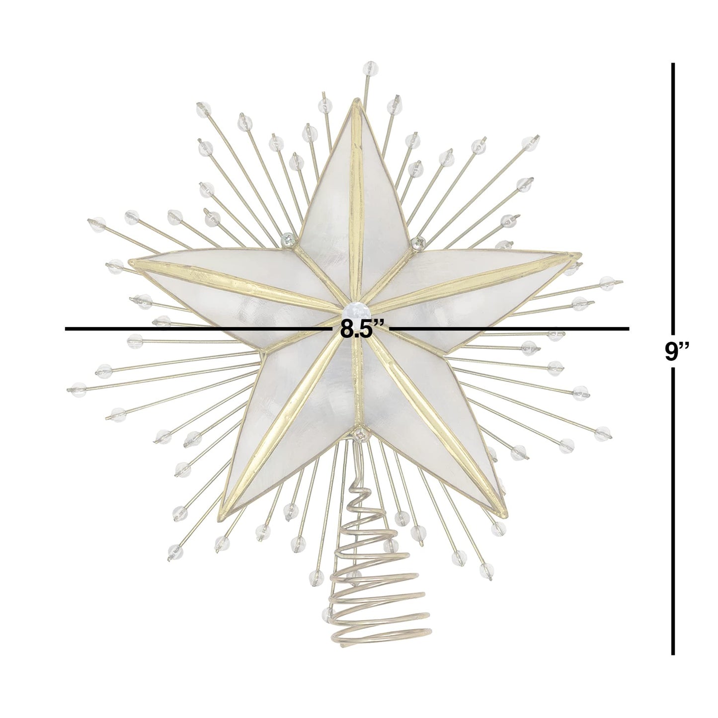 Kurt Adler 10-Inch 5-Point Capiz Star Treetop with Rays and Beads