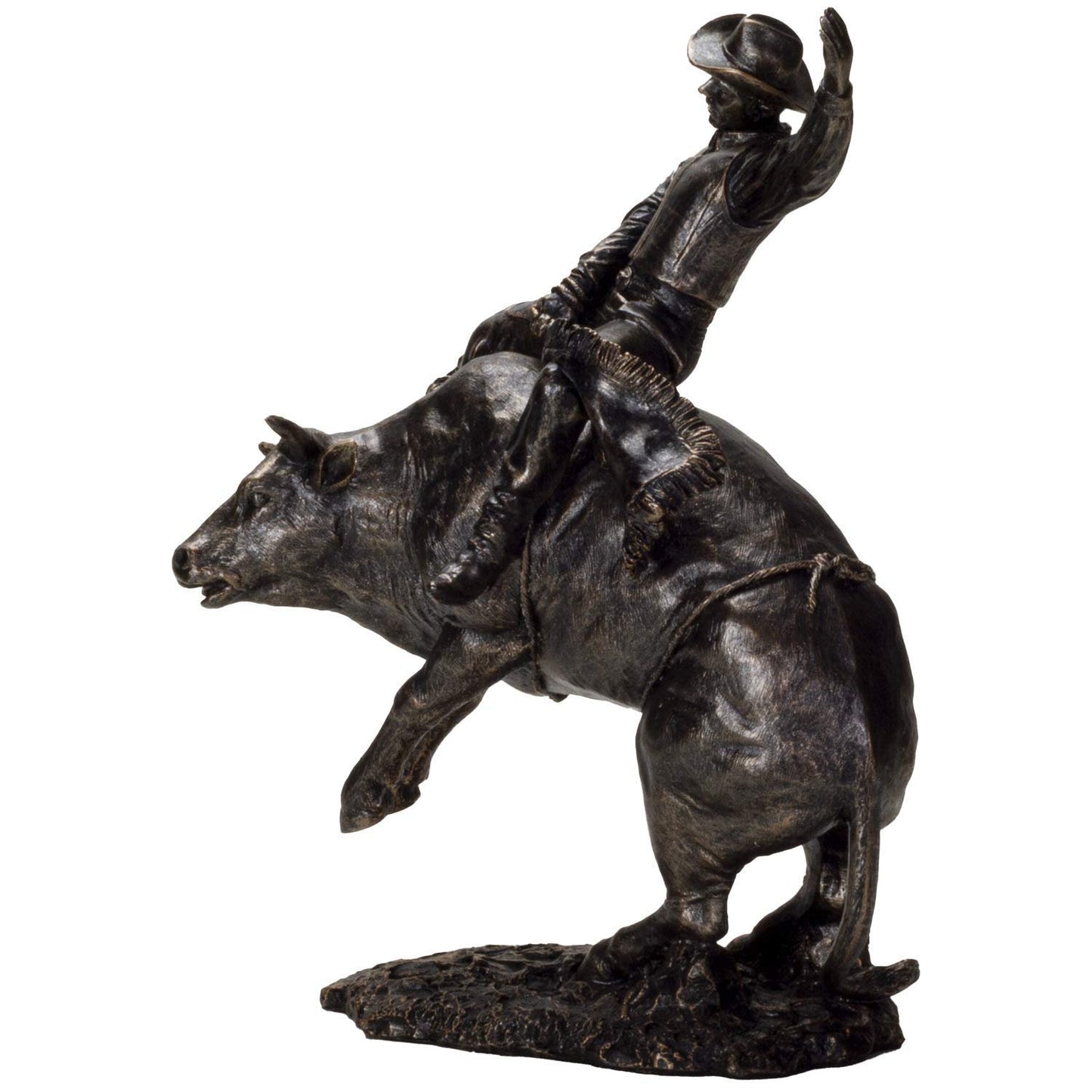 Pacific Giftware American Cowboy on Bull Resin Figurine- Bronze Finish