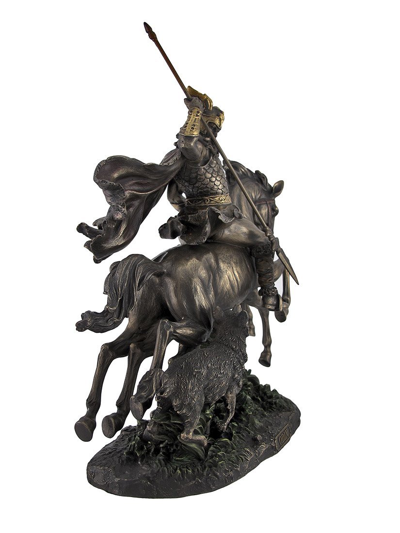 Veronese Design 12 5/8" Tall Norse God Odin Riding Sleipnir Followed by Wolf Cast Resin Statue Bronze Finish