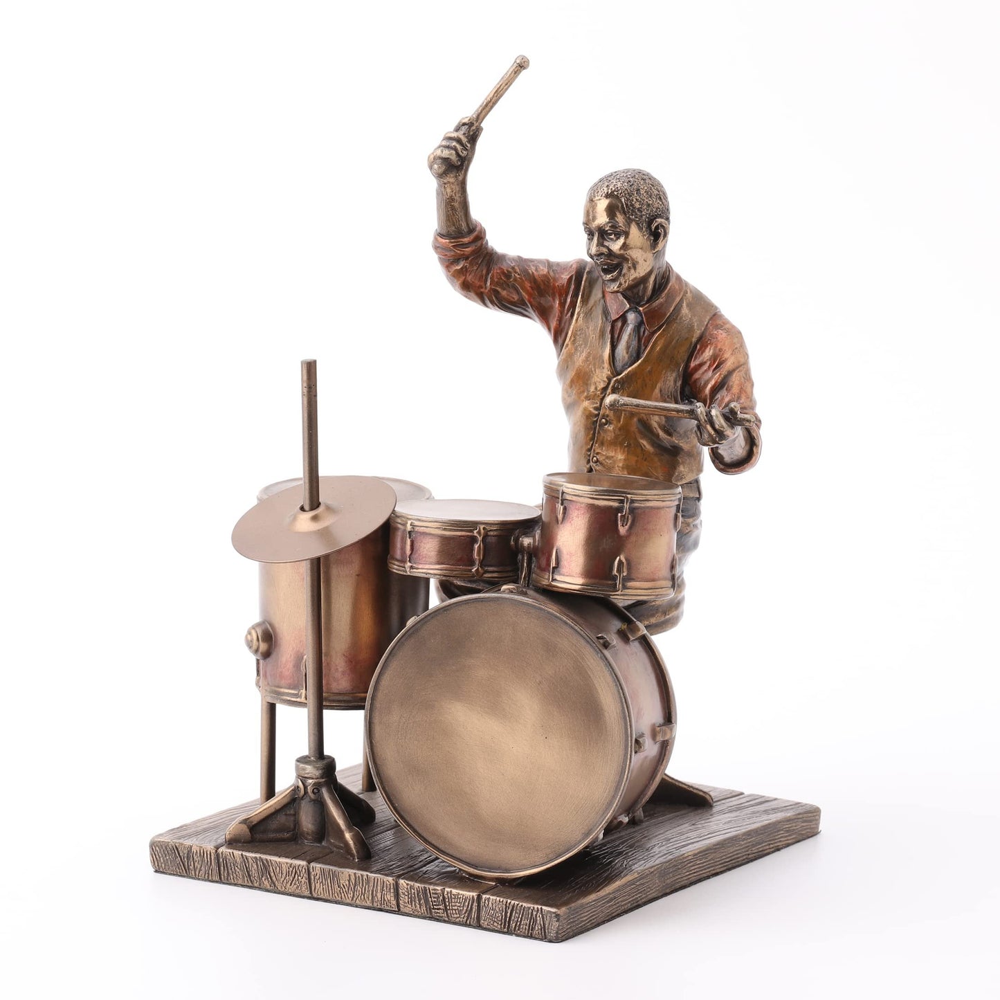 Veronese Design 8" Jazz Band Drummer Resin Figurine Bronze Finish Statue
