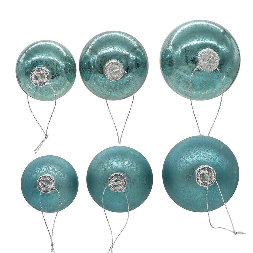 Kurt Adler 60-80MM Glass Shiny & Matte Teal Mercury Ball Ornaments, 20-Piece Set