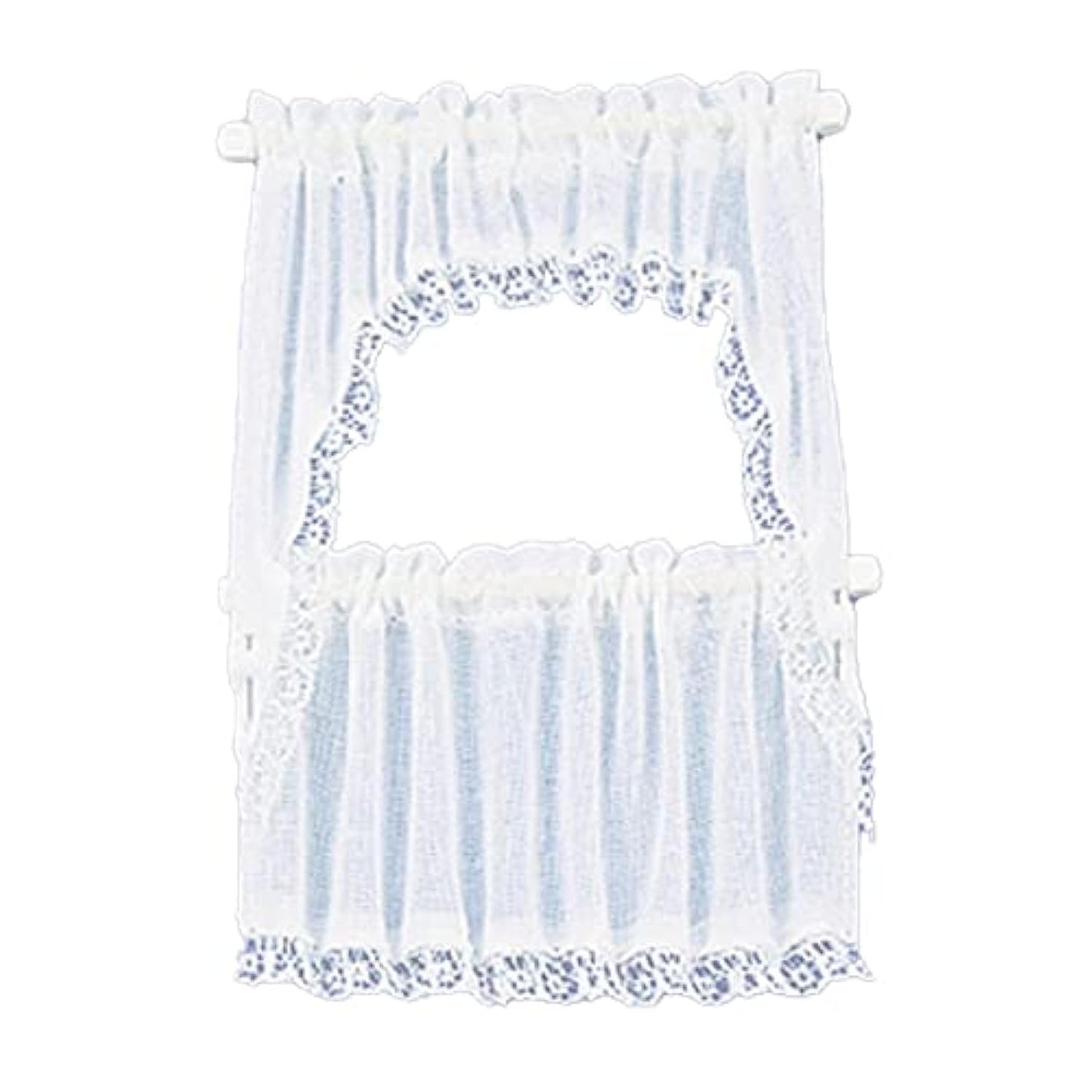 Melody Jane Dollhouse White Sheer Cape Curtain Set Miniature Scale Window Accessory