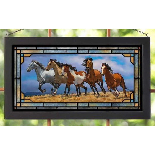 Wild Wings 5386500003 Stained Glass Art, 23-inch Width (Over The Top Horses)