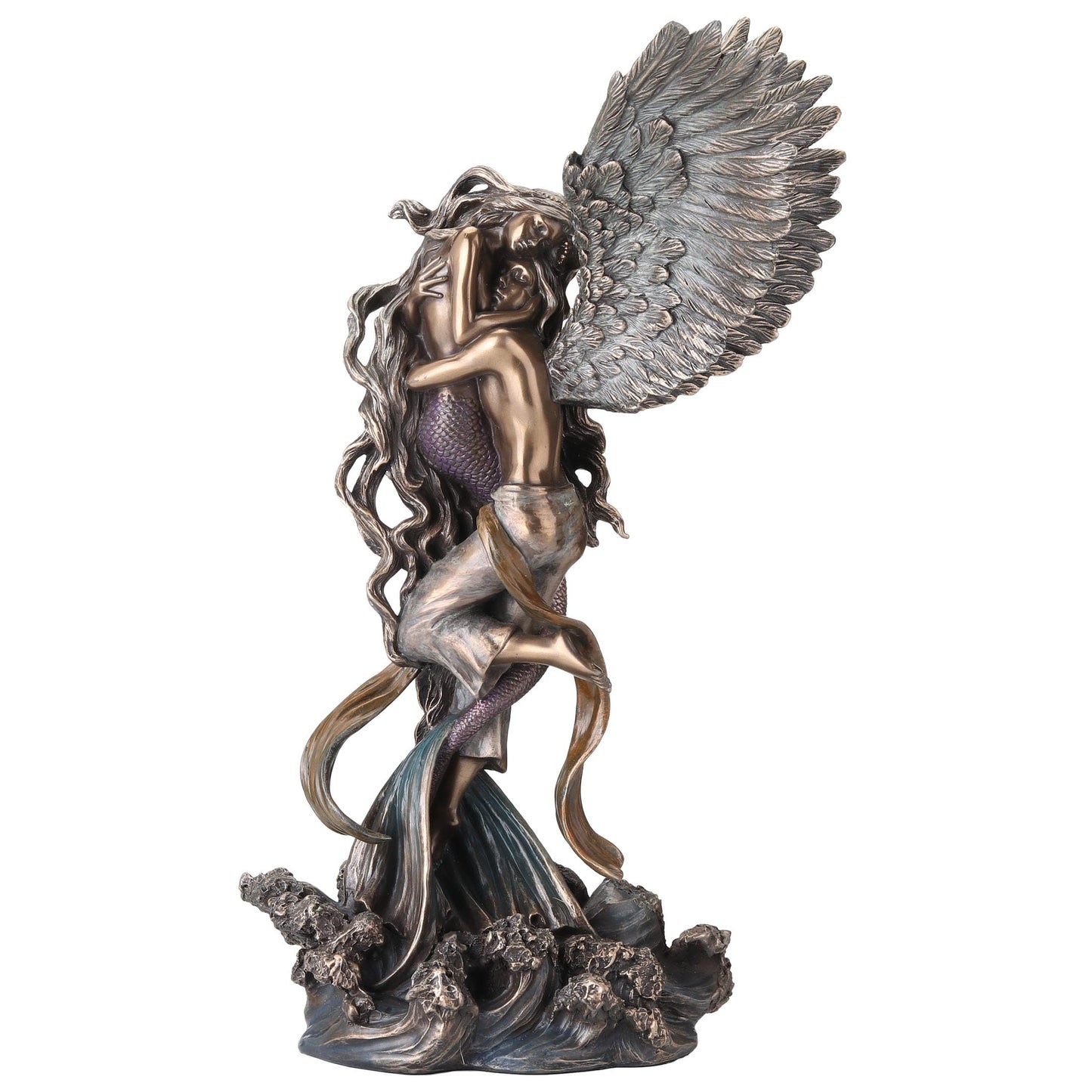 Veronese Design 12 Inch Mermaid Angel Lover Statue Impossible Love by Selina Fenech Cold Cast Resin Bronze Finish Sculpture