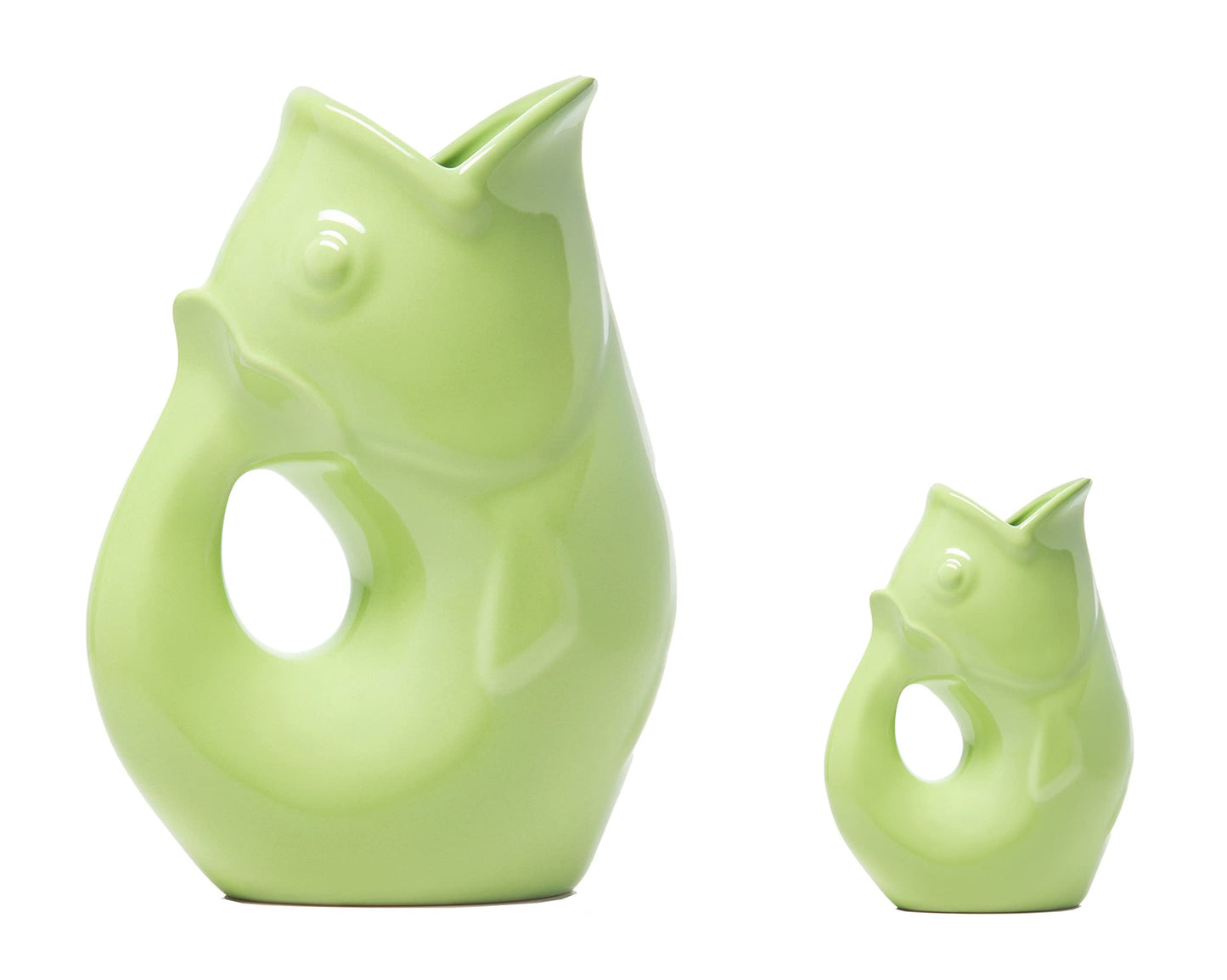 Gurgle Pot - Set of 2, Patina Green, French Inspired Design, Large Pitcher 42 oz. with baby 3 oz.