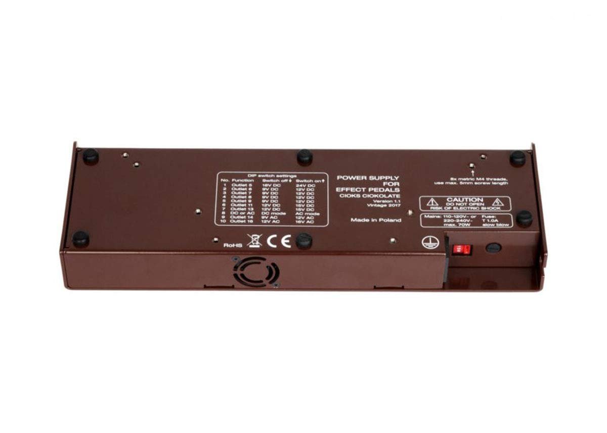 CIOKS CIOKOLATE 9V / 12V / 15V / 16V / 24V AC DC Universal Power Supply with 12 Isolated Sections and 24 Flex Cables for Effect Pedals - Compatible with Temple Audio and Pedaltrain Pedalboards