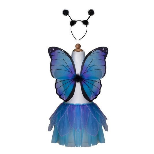 Great Pretenders Midnight Butterfly Costume Set for Kids, Size 4-6 | Tutu, Wings & Headband, Blue Fairy Dress-Up
