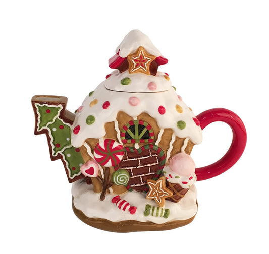 Blue Sky Clayworks 21052 Gingerbread Candy Teapot, 9.5-inch Length