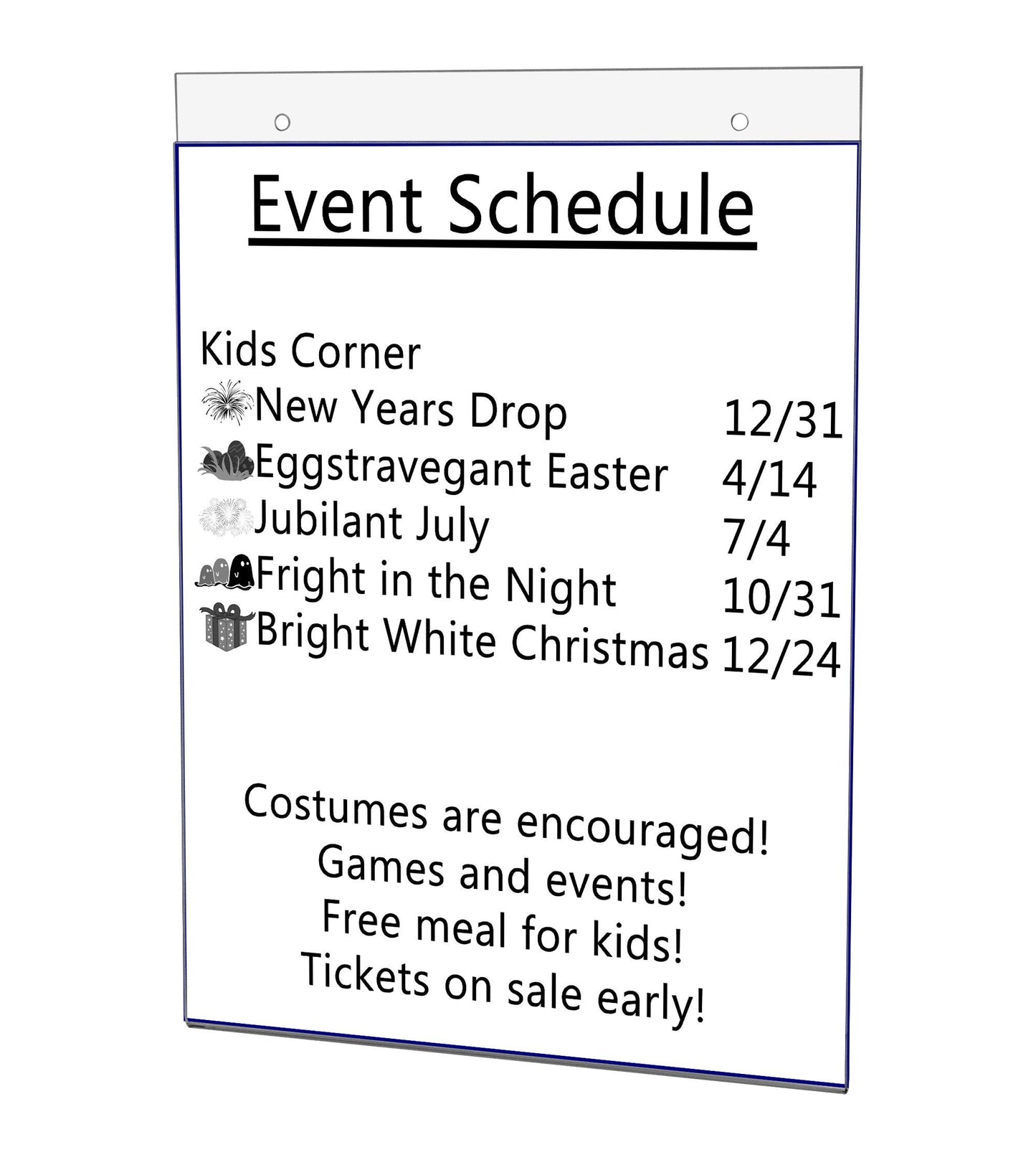 Marketing Holders Ad Frame Signs Deli Menus Restaurants Flyer Certificate Holder Hours of Operation Party Lists Advertisement Store Horizontal or Vertical Regulations Instructions