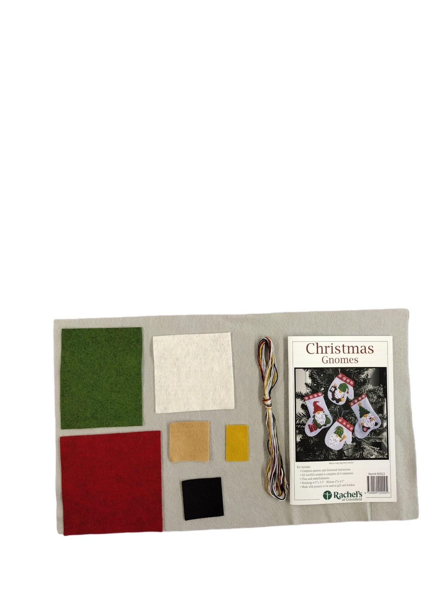 Rachel's Of Greenfield Christmas Crafts, Christmas Gnomes Ornament kit, Felt kit, DIY Ornament Kit, Complete Craft Kit, White,Green,Red,Silver