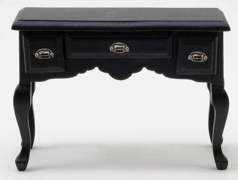 Melody Jane Dolls Houses Classics by Handley Dollhouse Miniature Black Desk with Pewter Drawer Pulls