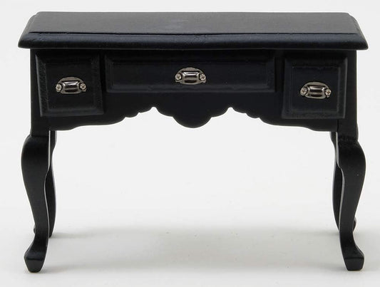 Melody Jane Dolls Houses Classics by Handley Dollhouse Miniature Black Desk with Pewter Drawer Pulls
