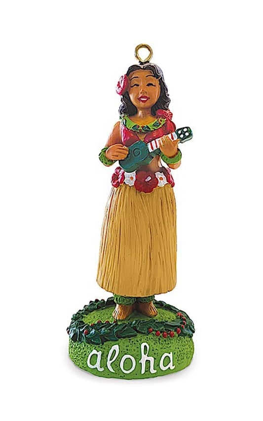 Hawaiian Handpainted Polyresin Christmas Ornament Island Girl