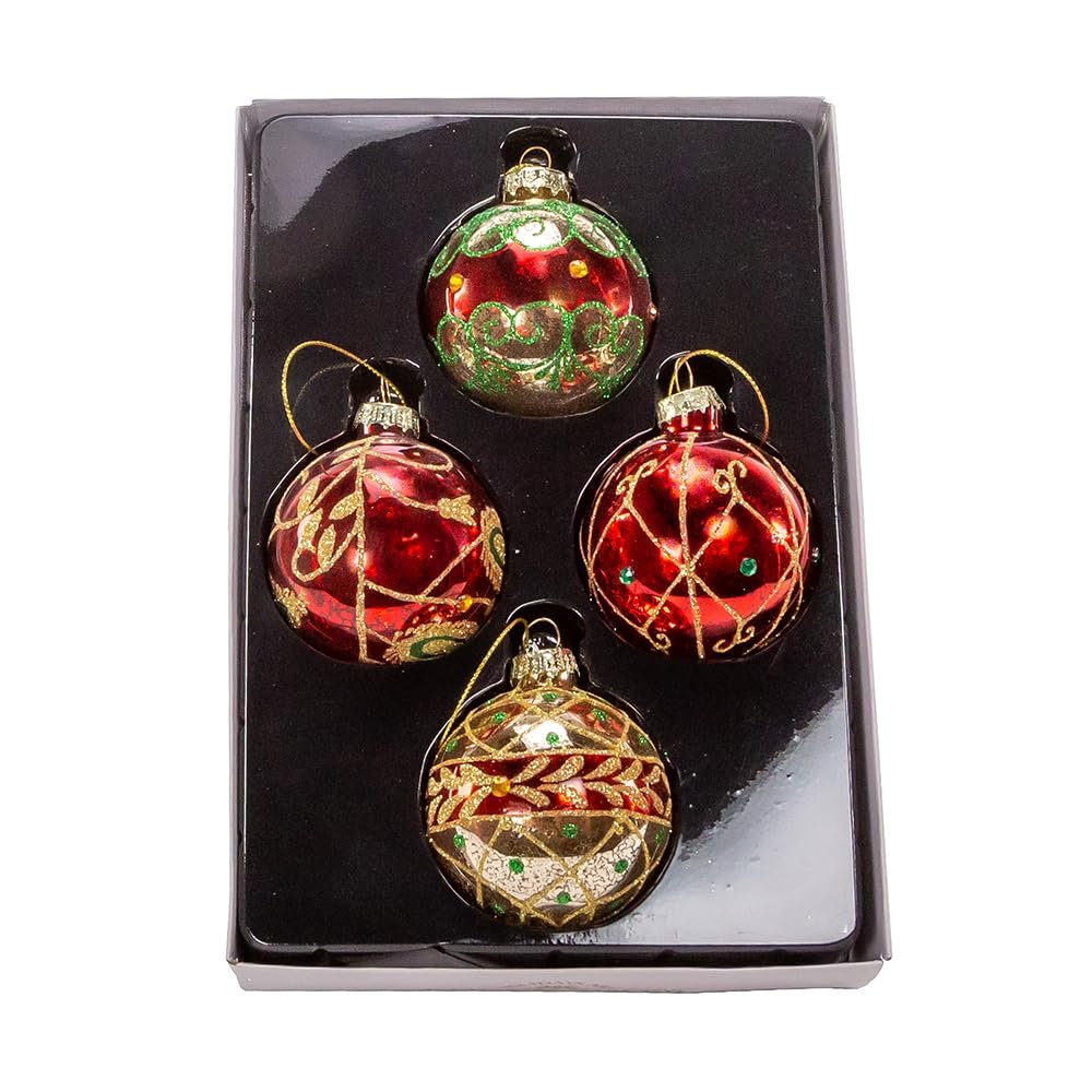Kurt Adler 65 MM Holiday Formal Mercury Glass Balls 4 Piece Set