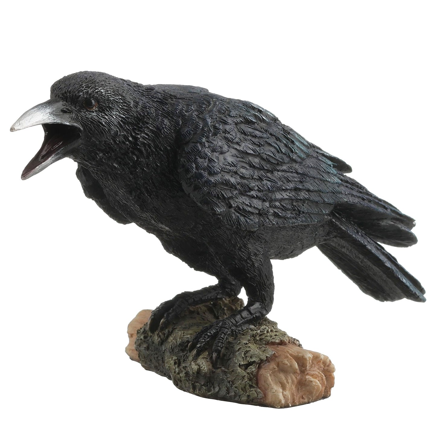 Veronese Design 7 5/8 Inch Crow Standing On Small Log Hand Painted Polyresin Sculpture Animal Figurine Home Decor