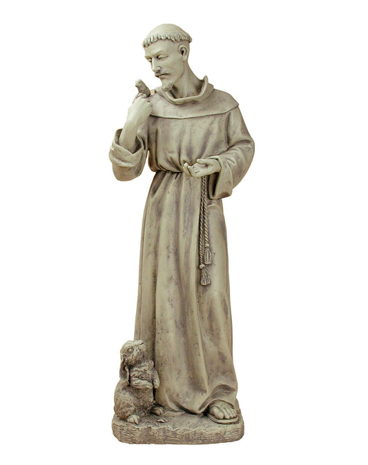 Joseph's Studio by Roman, 24" H St. Francis with Bunny and Bird Garden Statue, Patron Saint, Religious Outdoor Decor