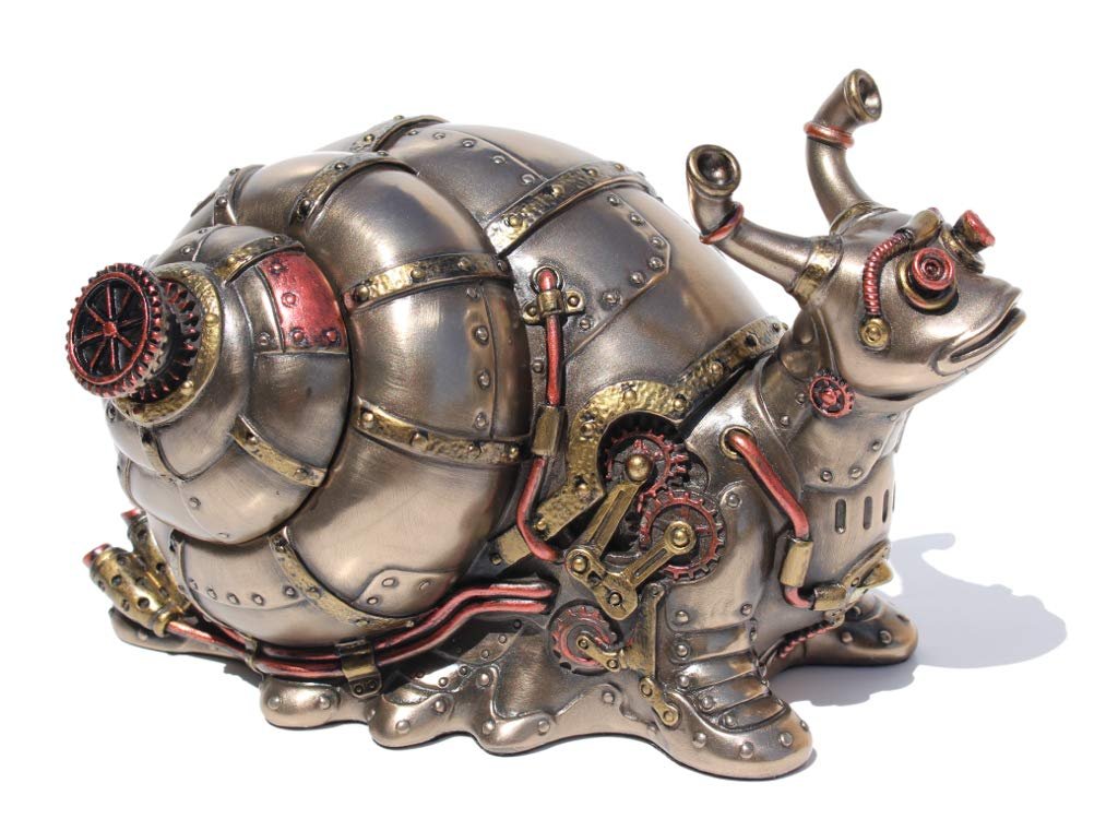 Veronese Design 4.5" Tall Steampunk Giant Land Snail Hidden Trinket Box Cold Cast Resin Antique Bronze Finish