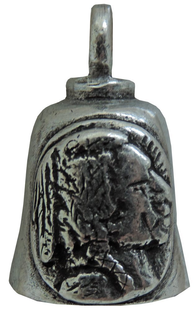 Motorcycle Biker Pewter American Indian Head Nickel Gremlin Bell