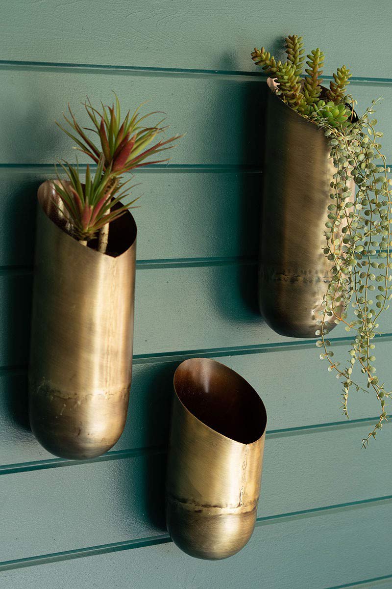 Kalalou NDE1405 Transitional Wall Vases in Bronze/Dark Finish, 6.00 inches